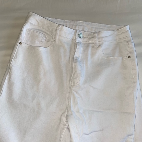 High Waist Flare Leg White Jeans - Picture 3 of 4